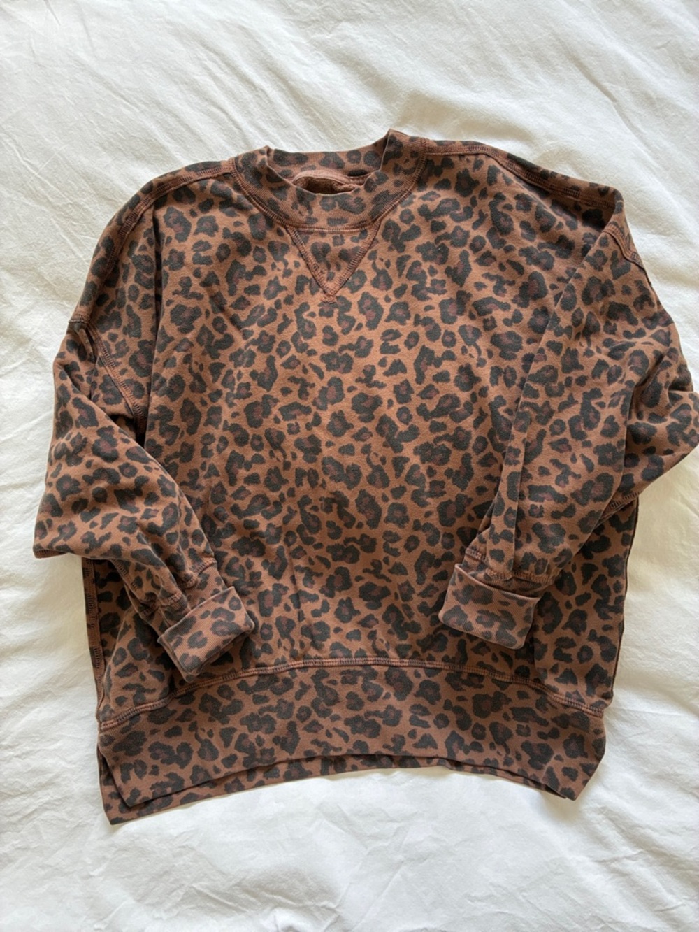 Abercrombie Brown Leopard Print Crewneck Sweater